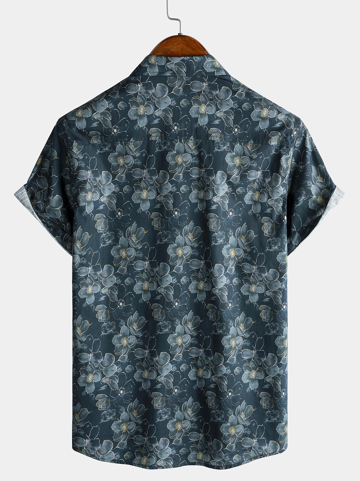 Camisa clásico vintage floral de manga corta con botones transpirable Cool casual para hombre