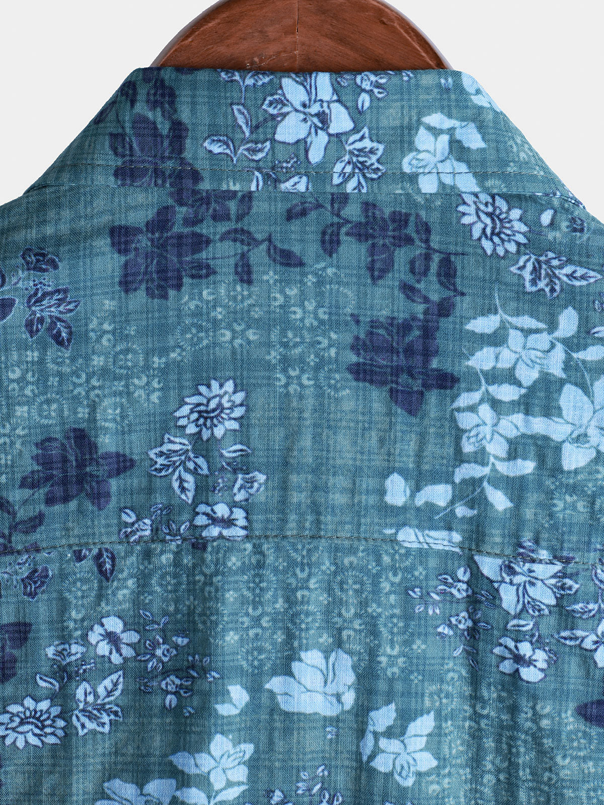 Camisa Blue floral Holiday casual Pocket de manga corta retro para hombre