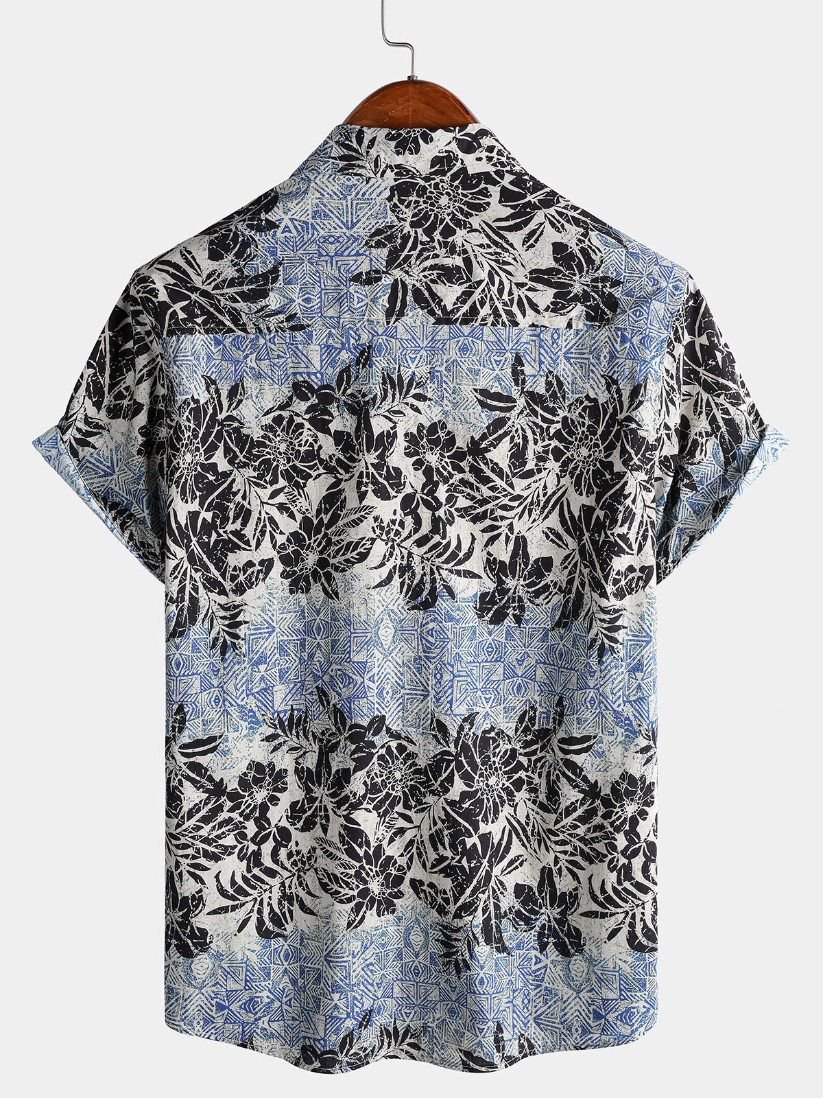Camisa de manga corta de algodón transpirable retro Bohemian Botanical estampado Island Holiday para hombre