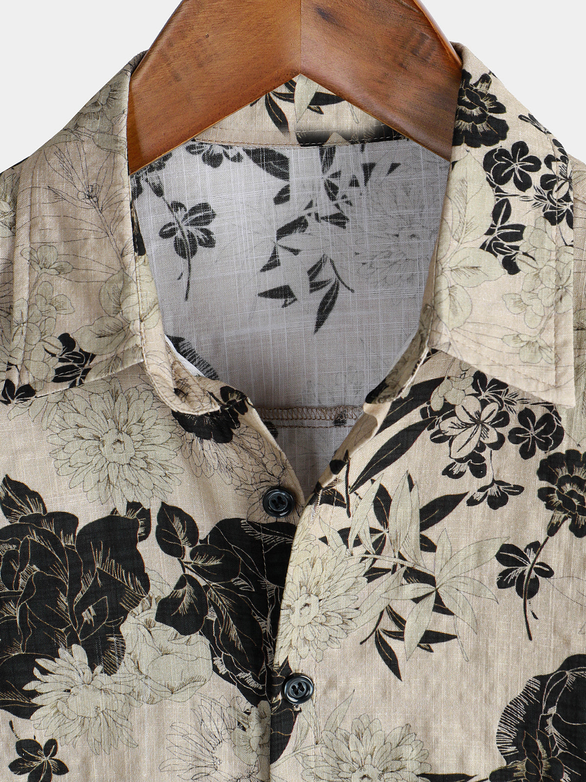 Camisa floral vintage de manga corta Leisure de algodón para hombre