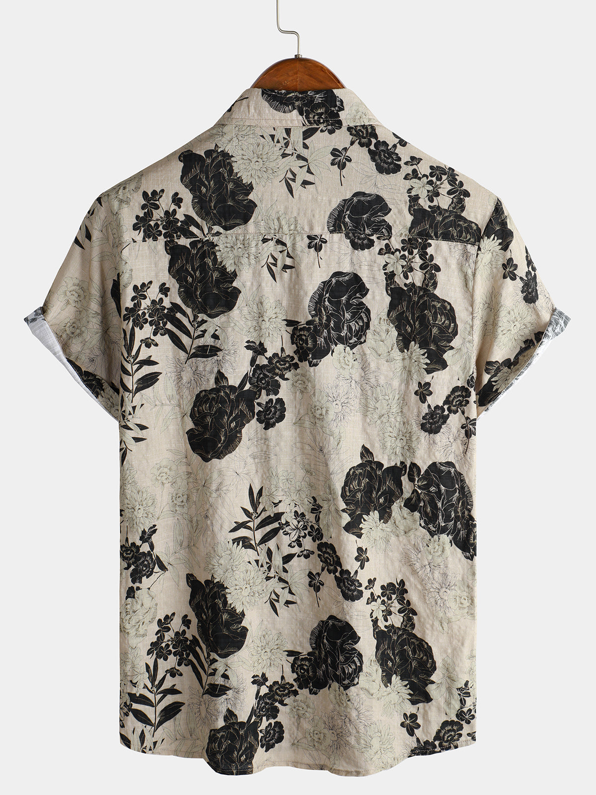 Camisa floral vintage de manga corta Leisure de algodón para hombre