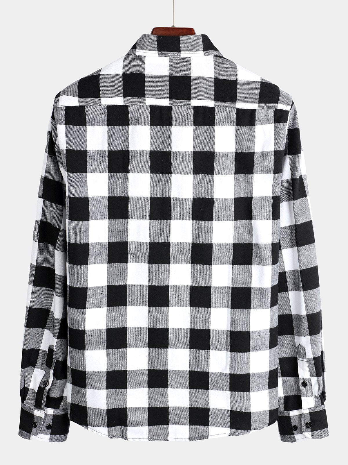 Camisa de algodón de manga larga a cuadros para hombre