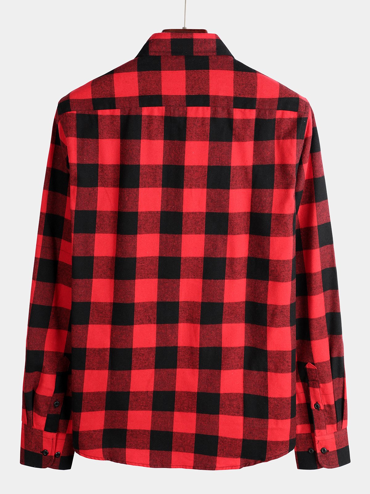 Camisa de algodón de manga larga a cuadros para hombre