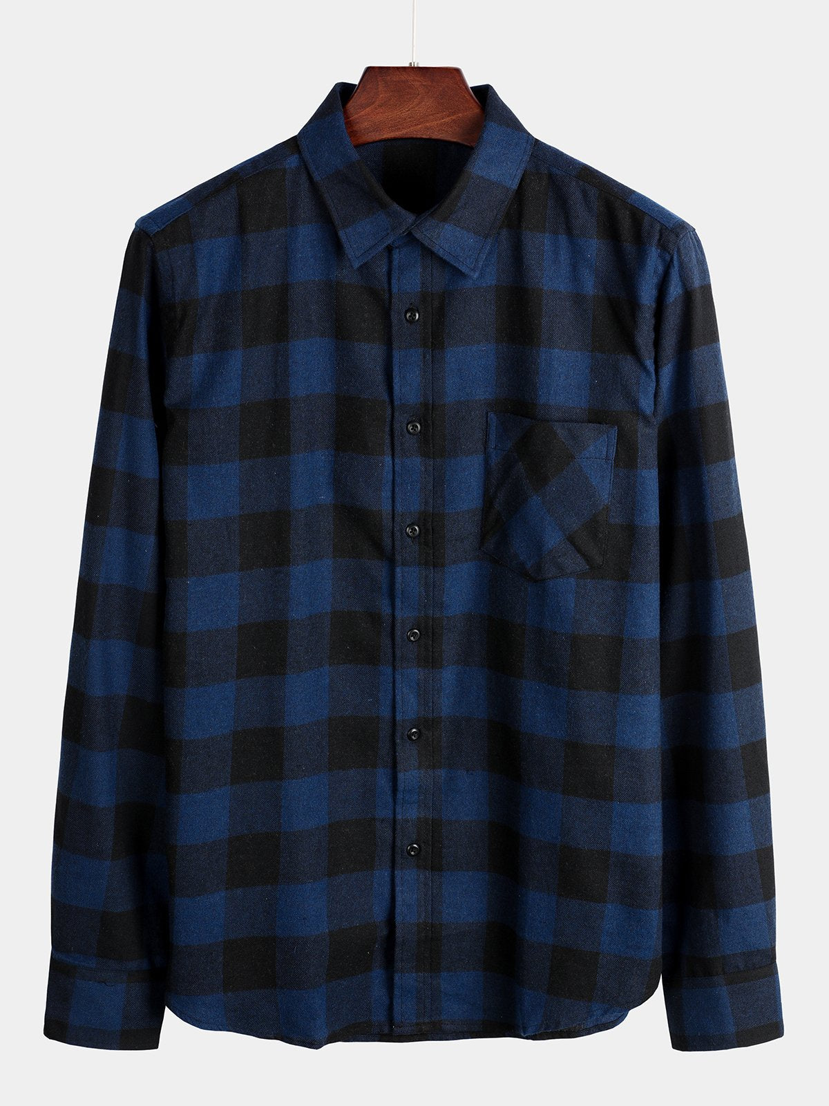 Camisa de algodón de manga larga a cuadros para hombre
