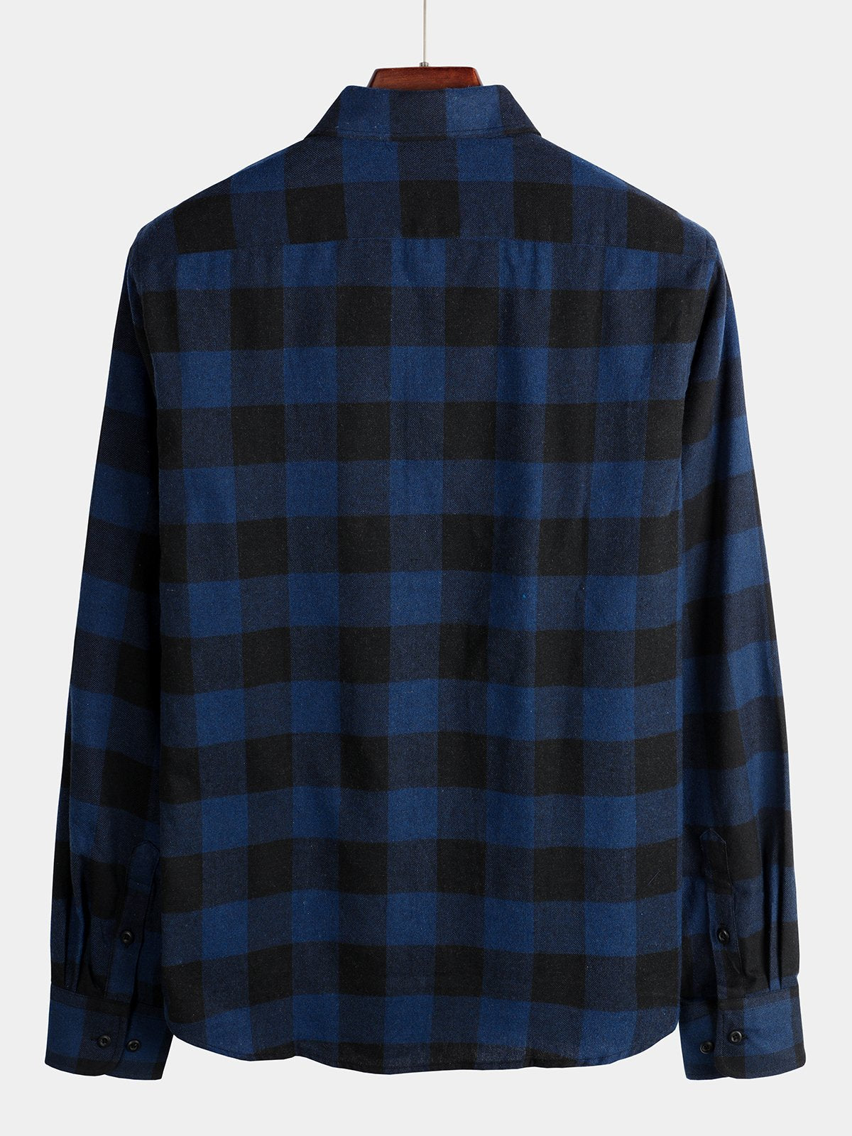 Camisa de algodón de manga larga a cuadros para hombre