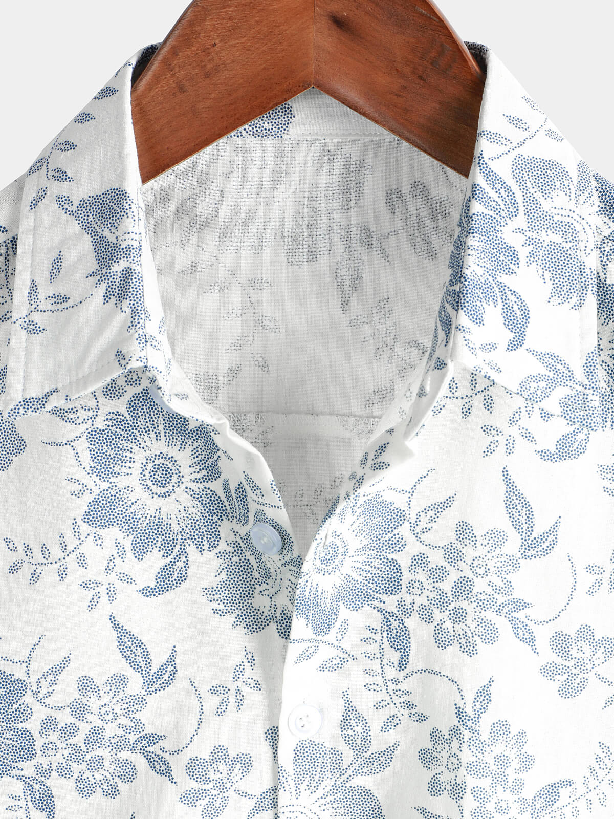 Camisa vintage floral estampado Flower Holiday de algodón de lino transpirable de manga corta Button Up White Hawaiian Summer para hombre