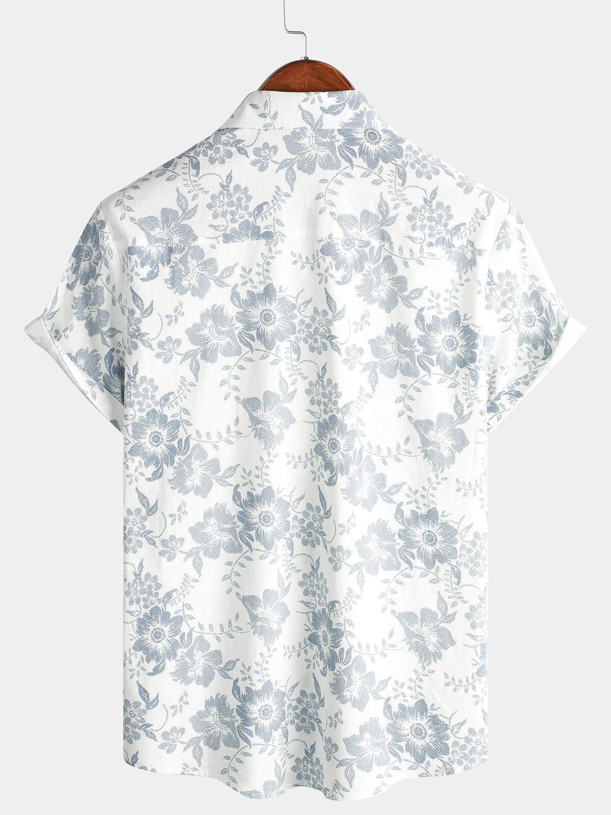 Camisa vintage floral estampado Flower Holiday de algodón de lino transpirable de manga corta Button Up White Hawaiian Summer para hombre