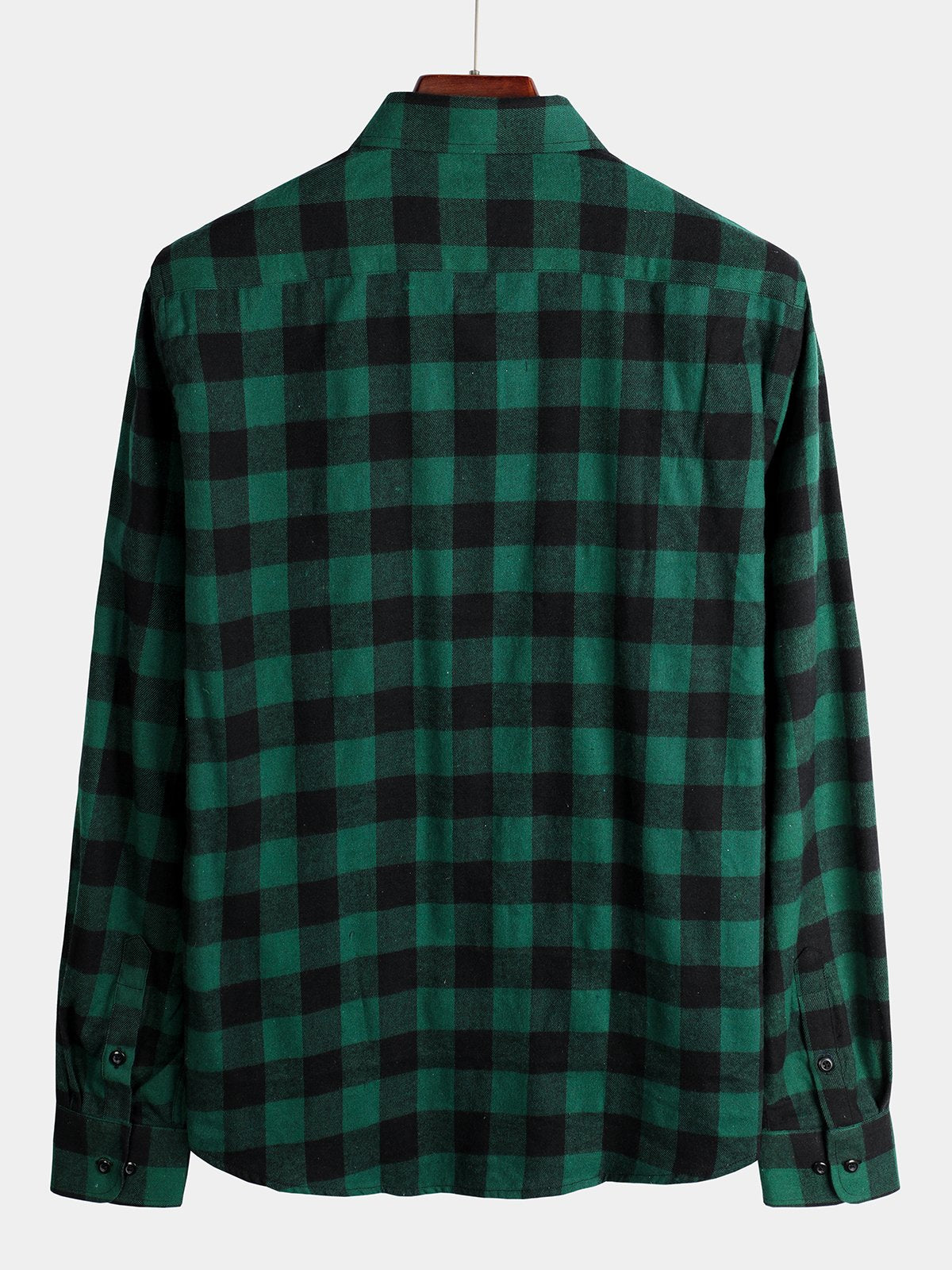 Camisa de algodón de manga larga a cuadros para hombre