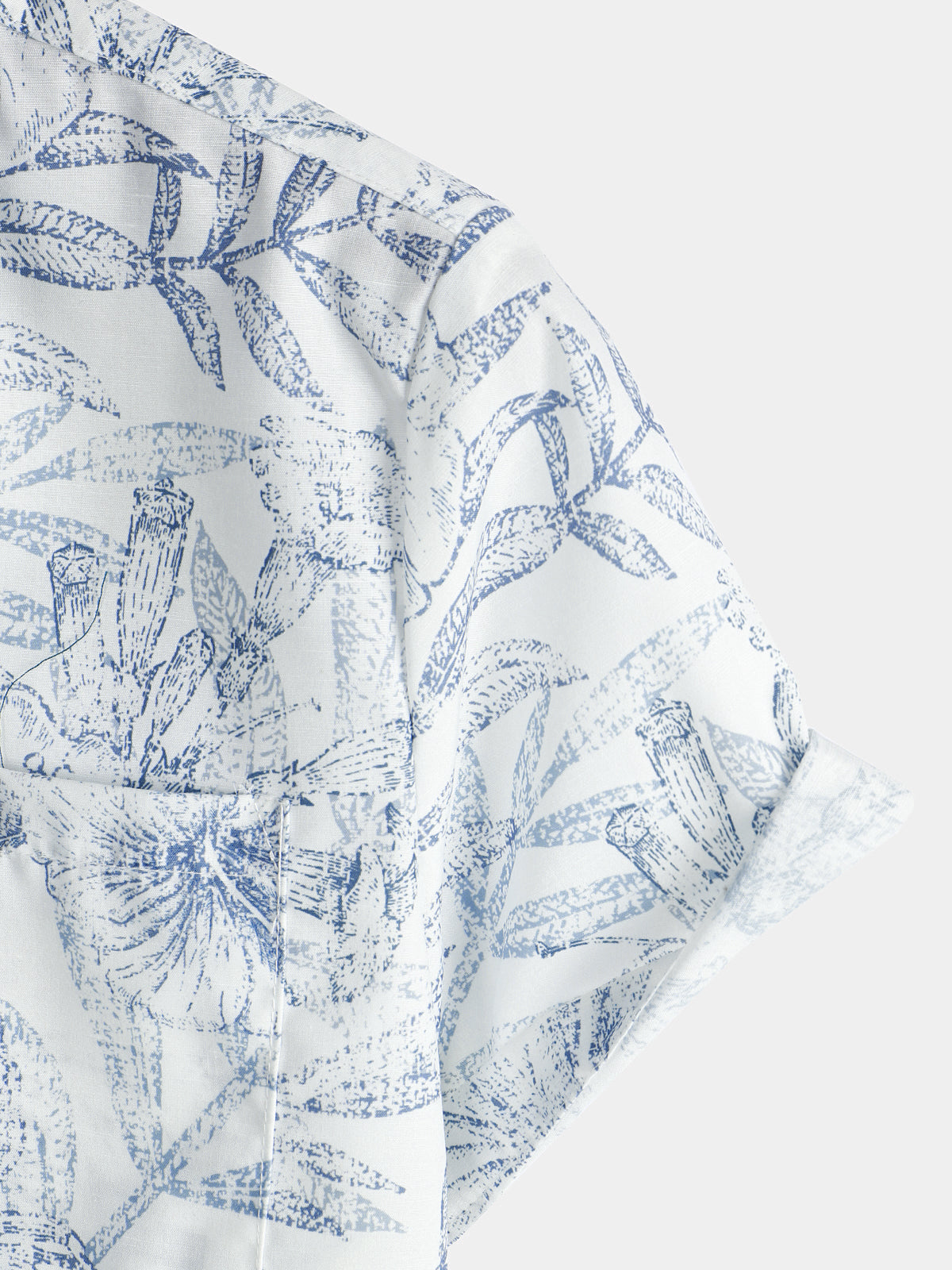 Camisa Summer retro floral estampado Pocket floral de manga corta Button Up White Hawaiian para hombre