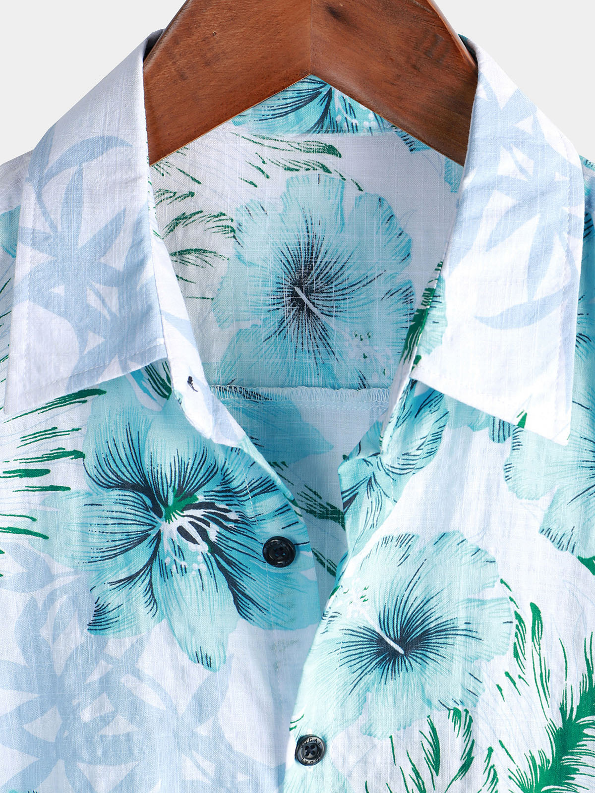 Camisa floral Tropical Button Up Blue Hibiscus Summer Holiday Beach Hawaiian de manga corta para hombre