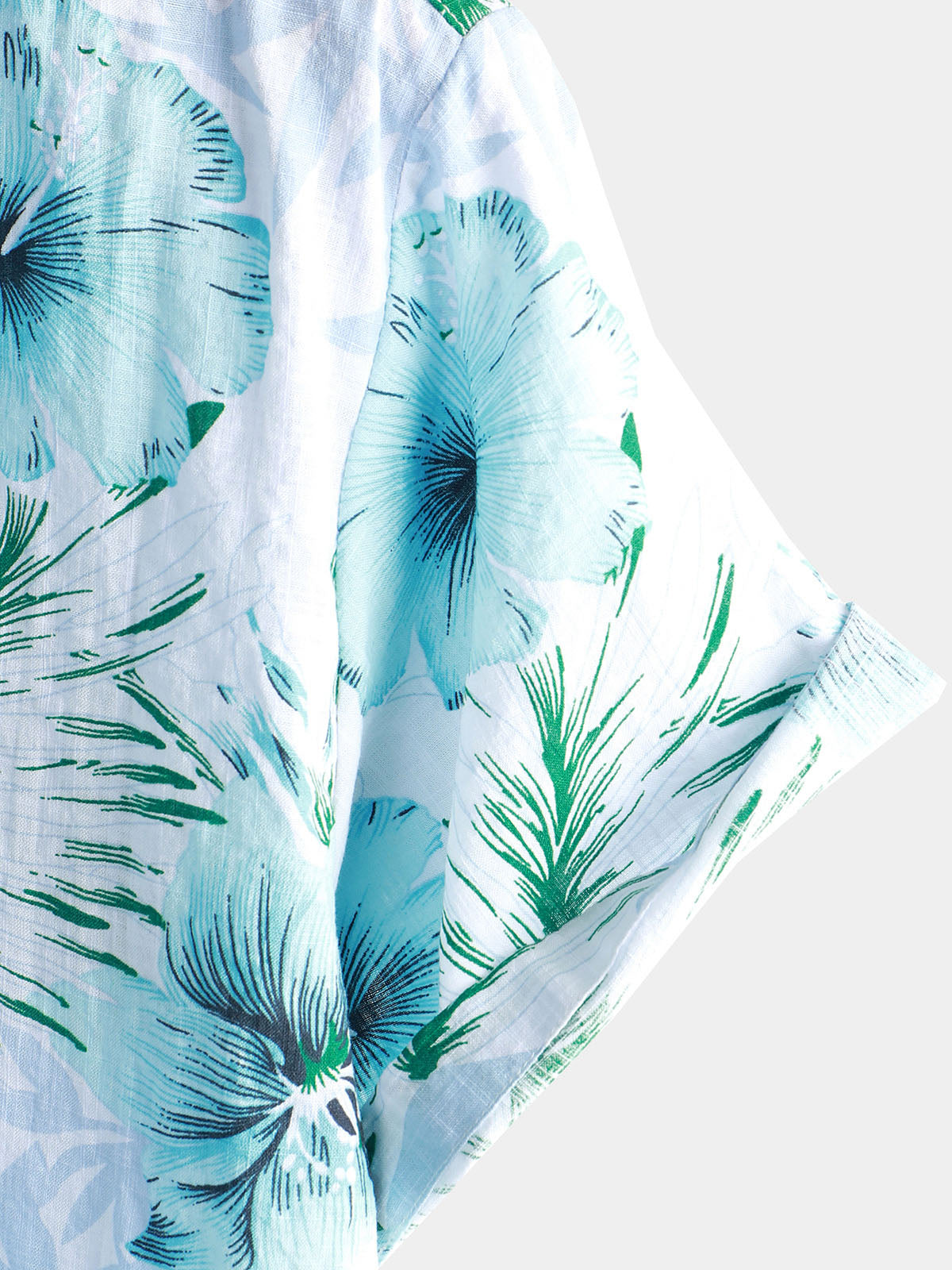 Camisa floral Tropical Button Up Blue Hibiscus Summer Holiday Beach Hawaiian de manga corta para hombre