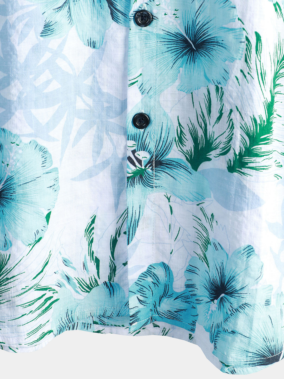 Camisa floral Tropical Button Up Blue Hibiscus Summer Holiday Beach Hawaiian de manga corta para hombre