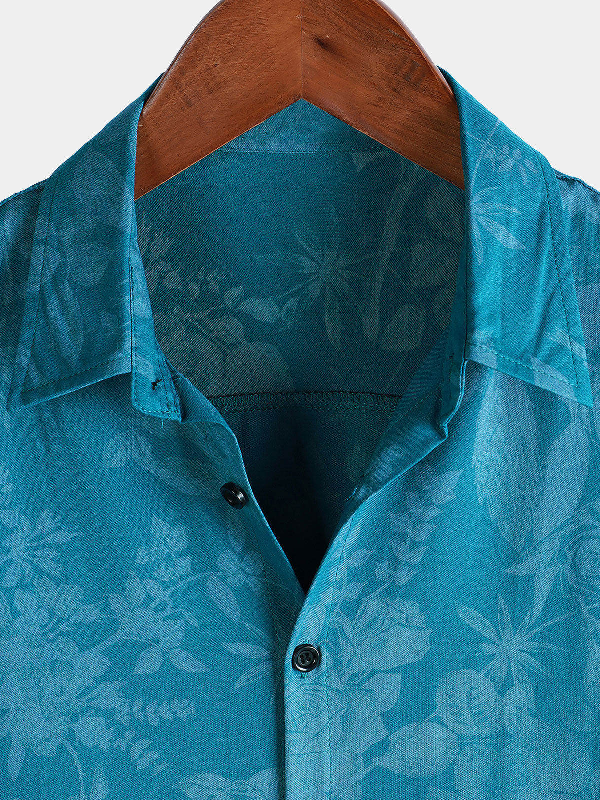 Camisa Hawaiian Blue floral Summer Beach de manga corta para hombre