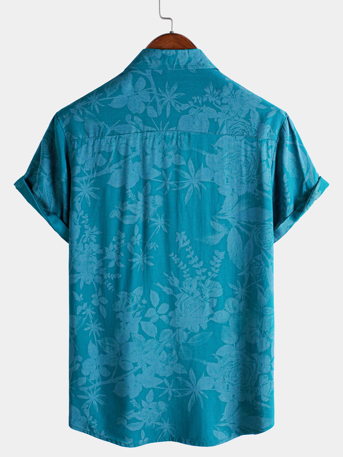 Camisa Hawaiian Blue floral Summer Beach de manga corta para hombre