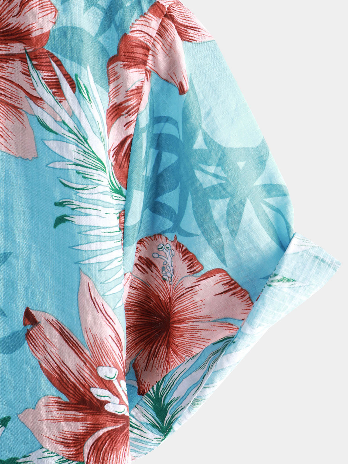 Camisa Hawaiian Tropical Button Hibiscus floral estampado Vacation Beach Blue de manga corta para hombre