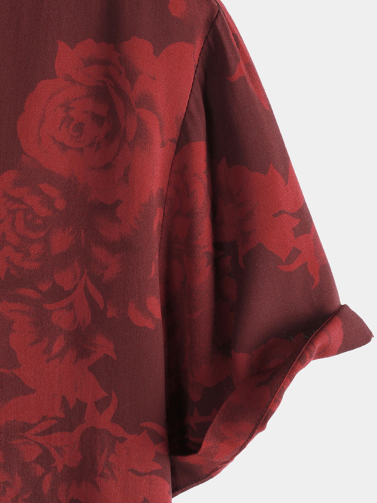 Camisa Hawaiian Red floral Summer Beach de manga corta para hombre