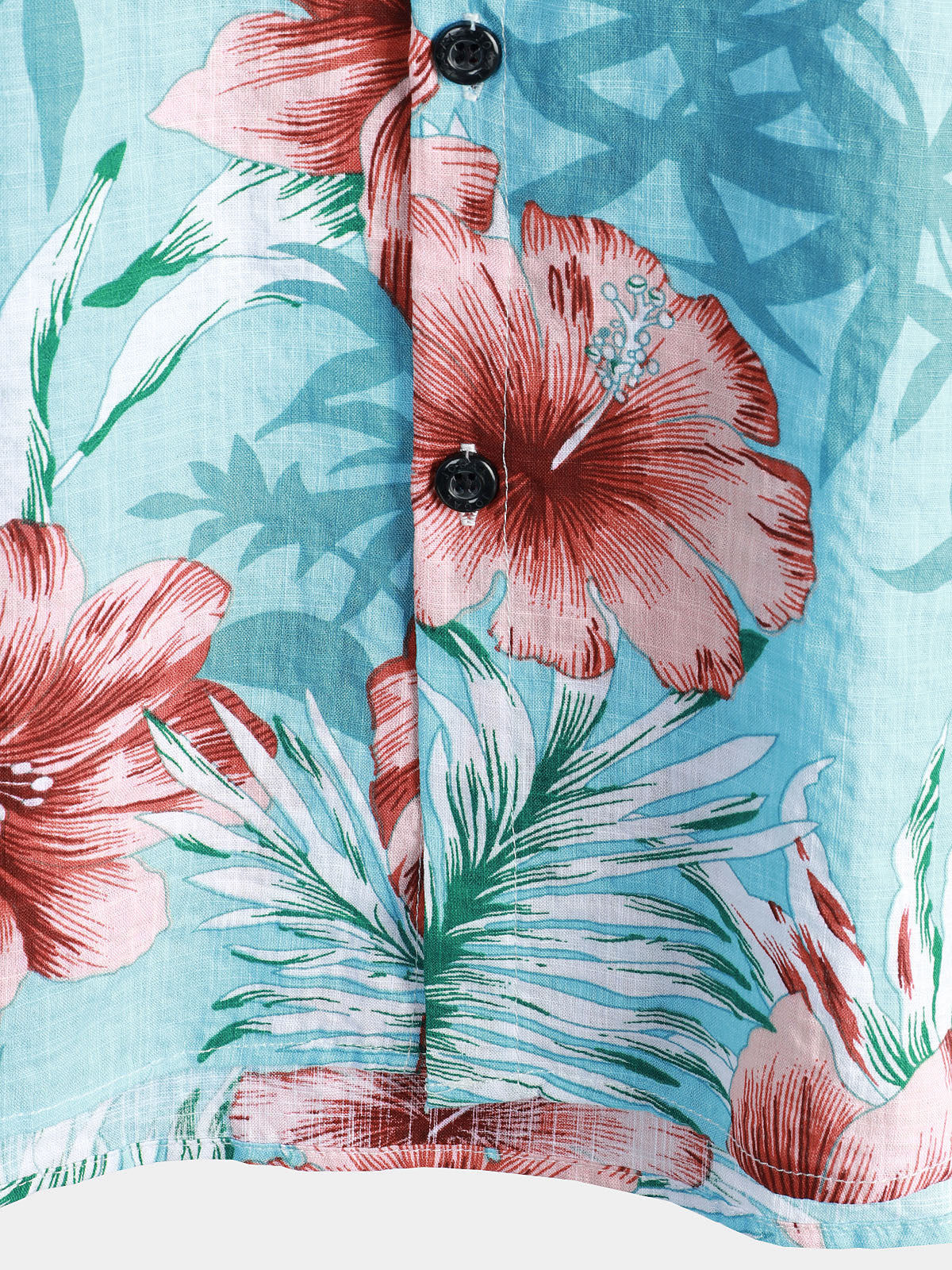 Camisa Hawaiian Tropical Button Hibiscus floral estampado Vacation Beach Blue de manga corta para hombre