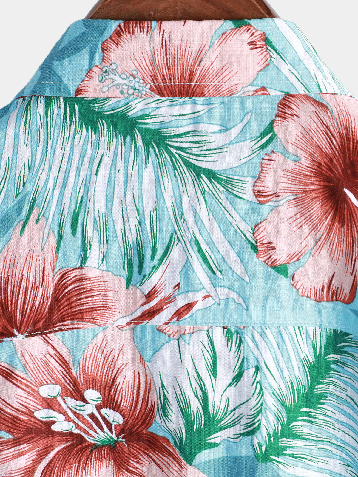 Camisa Hawaiian Tropical Button Hibiscus floral estampado Vacation Beach Blue de manga corta para hombre