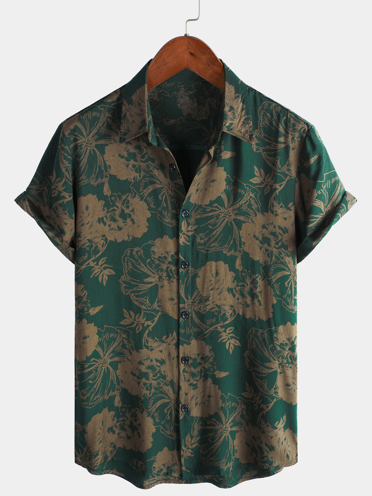 Camisa Hawaiian vintage floral Summer Beach de manga corta para hombre