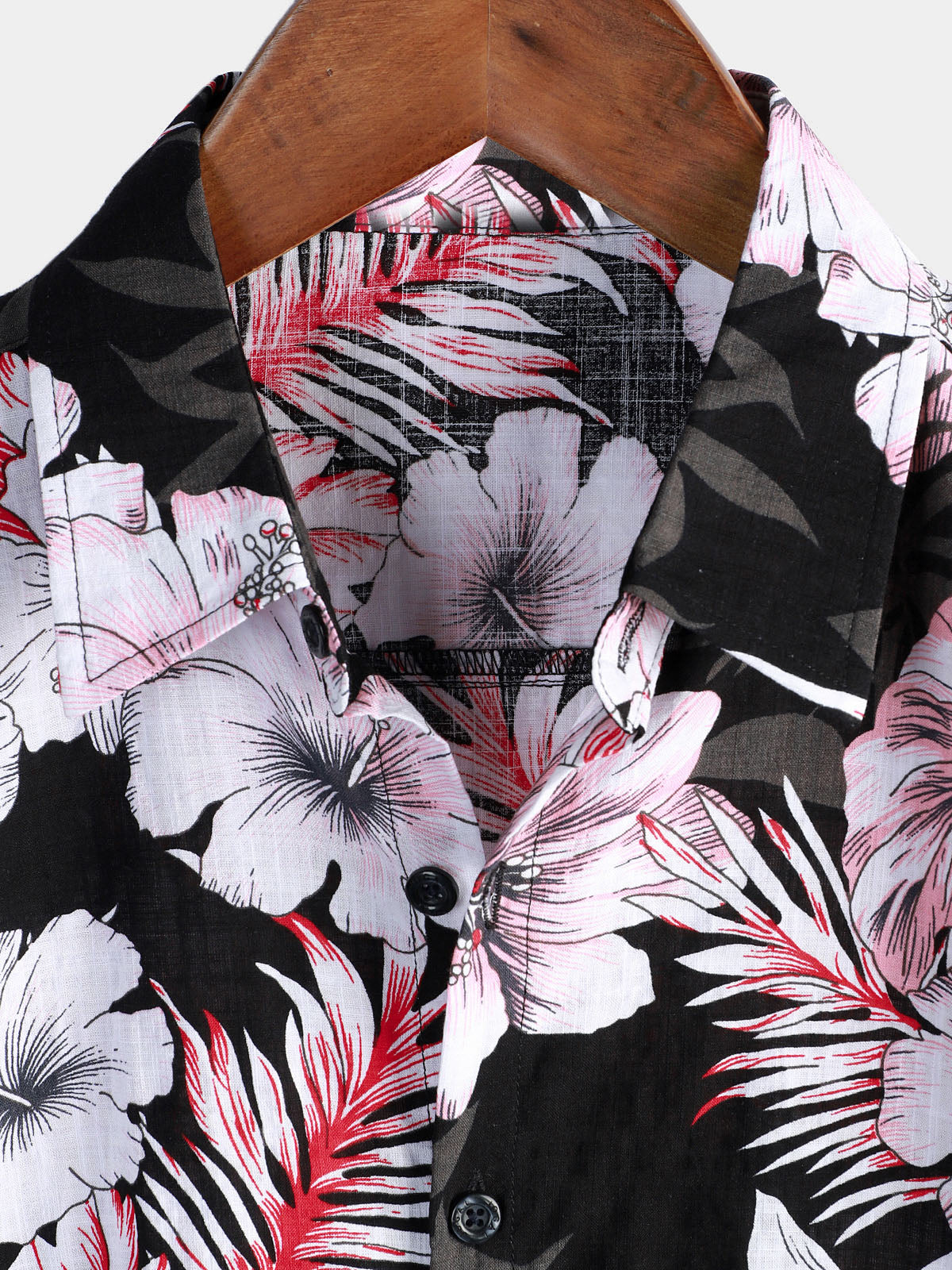 Camisa Tropical Pink floral Button Up Hibiscus Summer Holiday Beach Hawaiian de manga corta para hombre