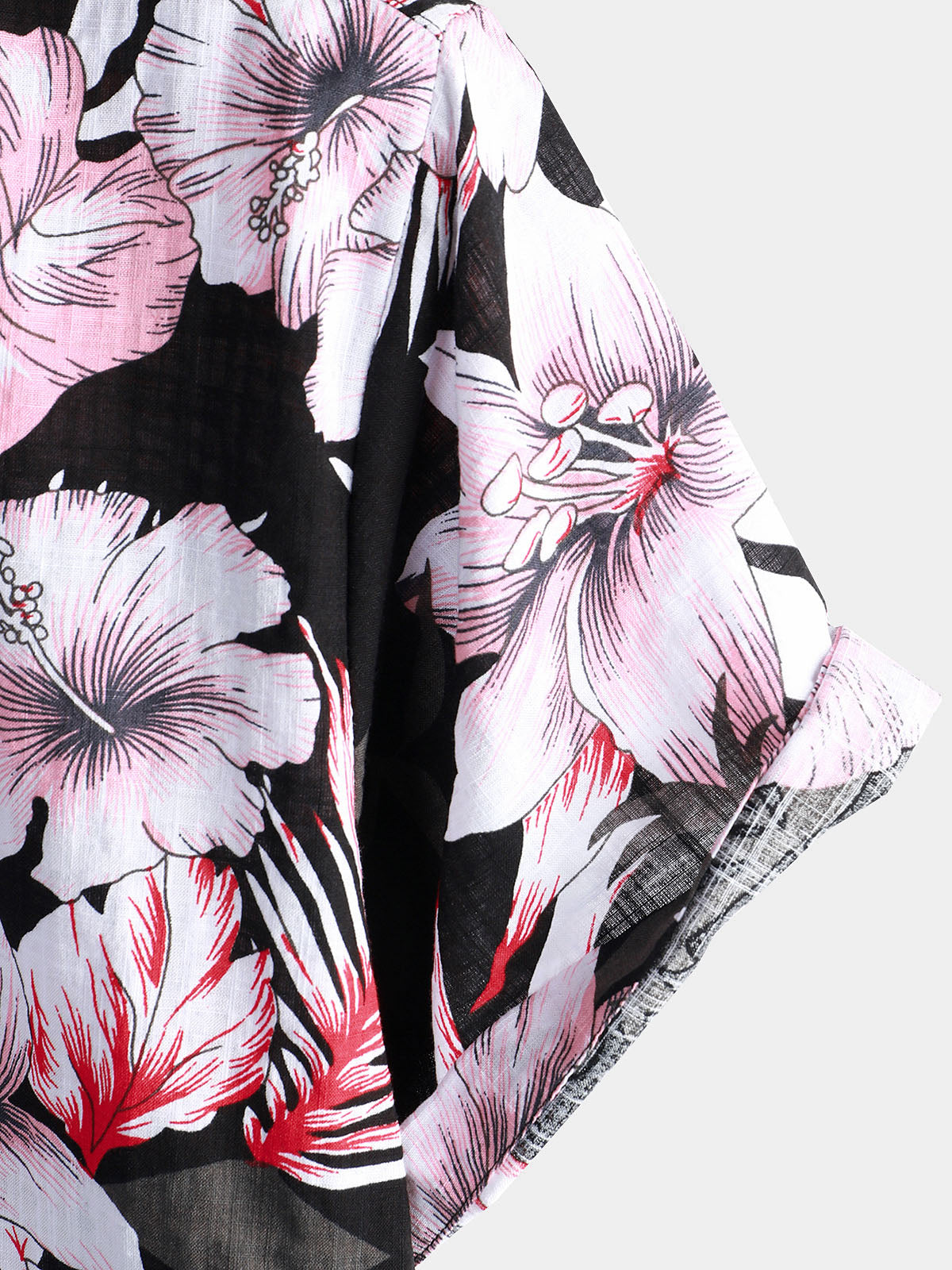 Camisa Tropical Pink floral Button Up Hibiscus Summer Holiday Beach Hawaiian de manga corta para hombre