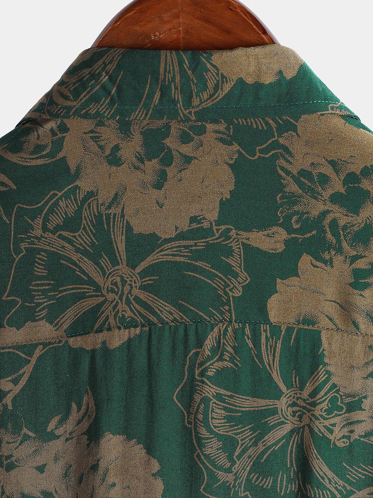 Camisa Hawaiian vintage floral Summer Beach de manga corta para hombre