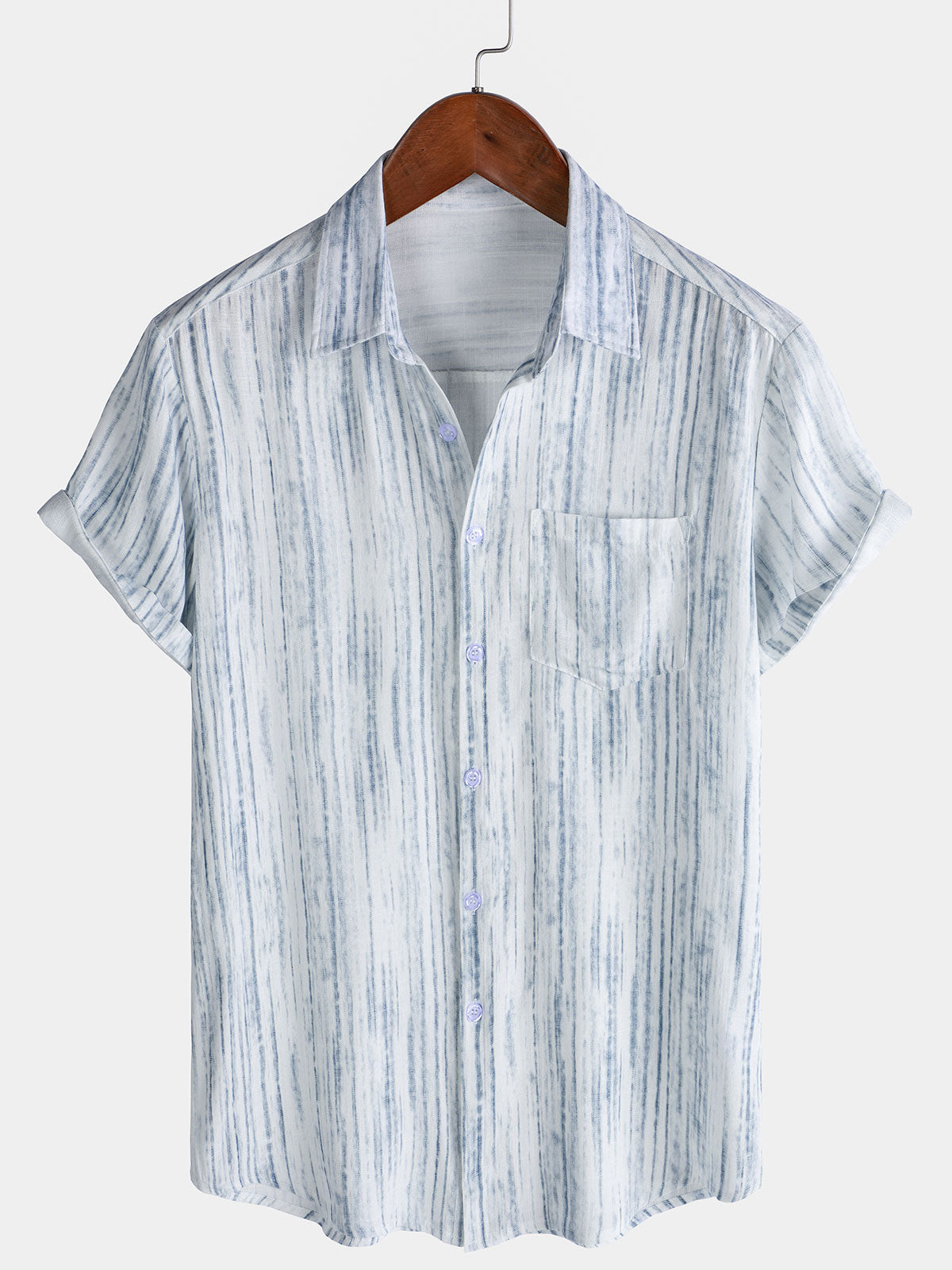 Camisa transpirable de manga corta Pocket Black a rayas para hombre