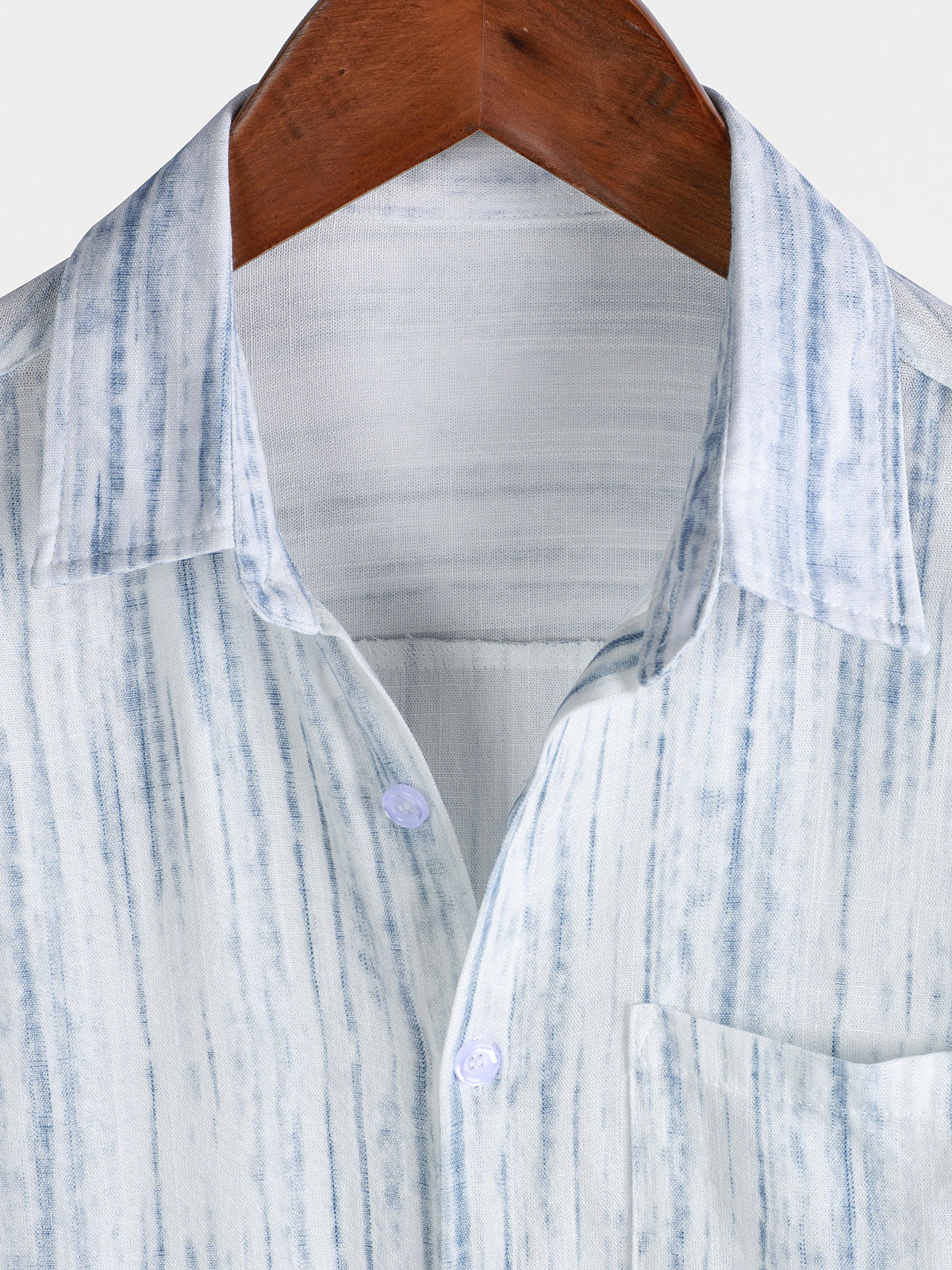 Camisa transpirable de manga corta Pocket White a rayas para hombre