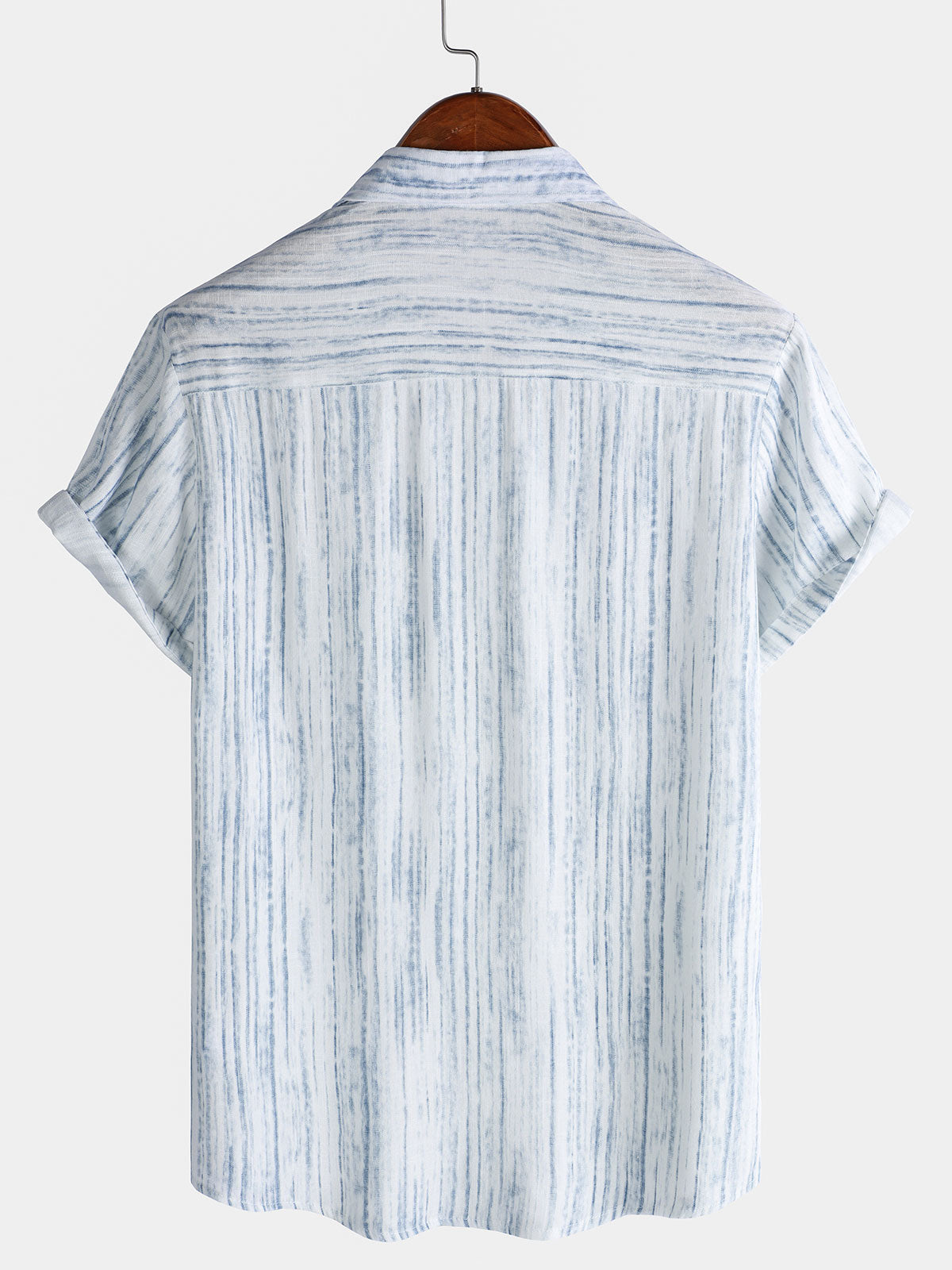 Camisa transpirable de manga corta Pocket White a rayas para hombre