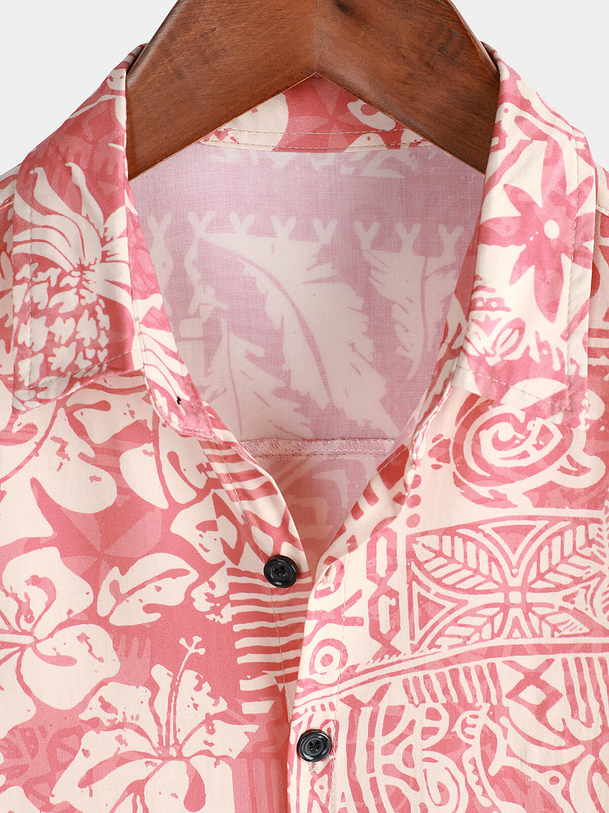 Camisa Pink Tropical floral Holiday Hawaiian de manga corta Button Up para hombre