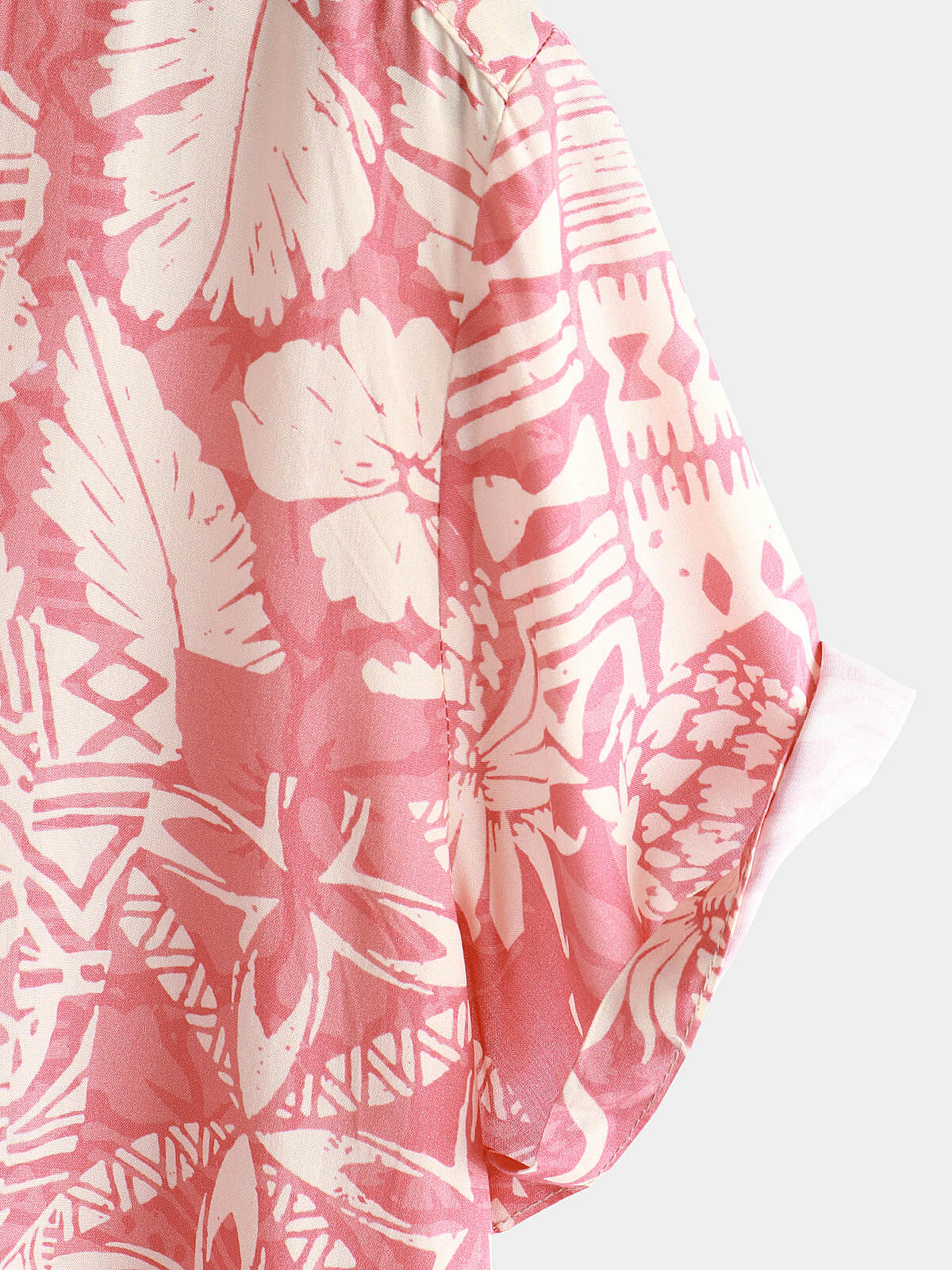 Camisa Pink Tropical floral Holiday Hawaiian de manga corta Button Up para hombre