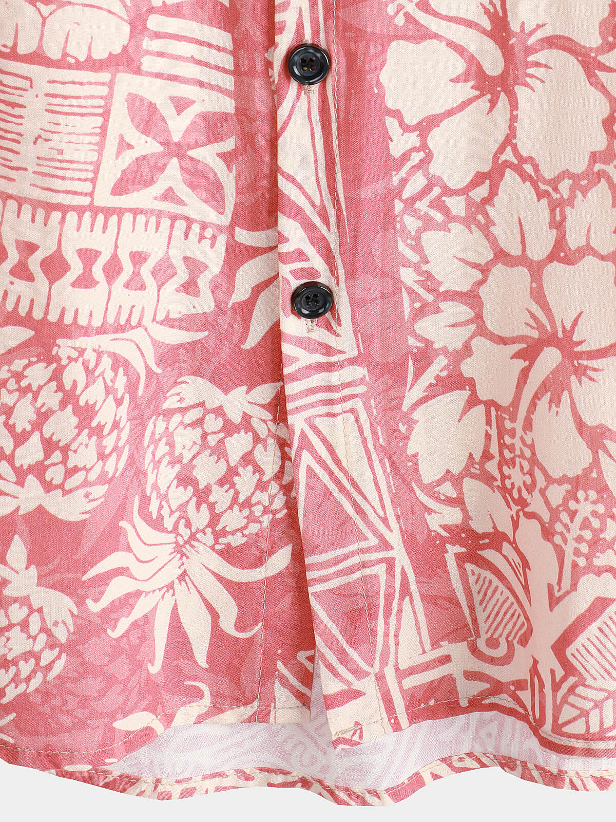 Camisa Pink Tropical floral Holiday Hawaiian de manga corta Button Up para hombre