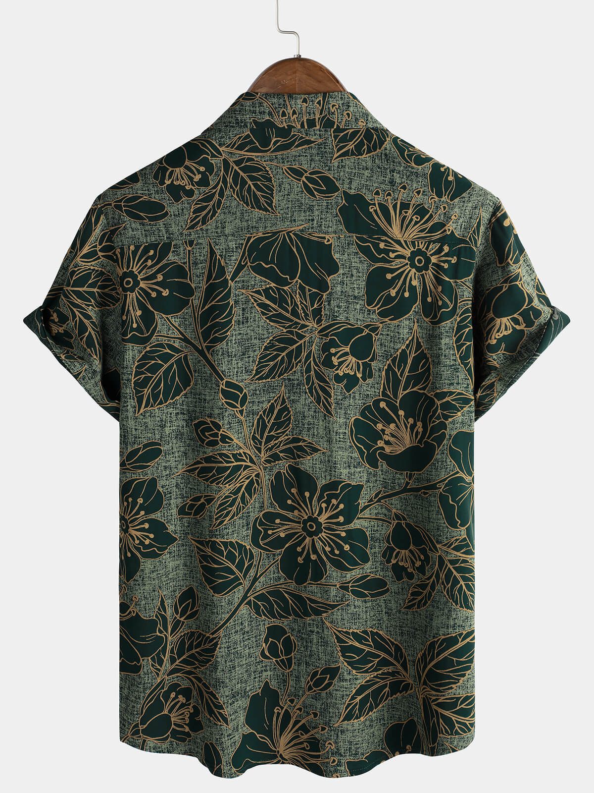 Camisa floral vintage Green Summer Holiday Button Up de manga corta para hombre