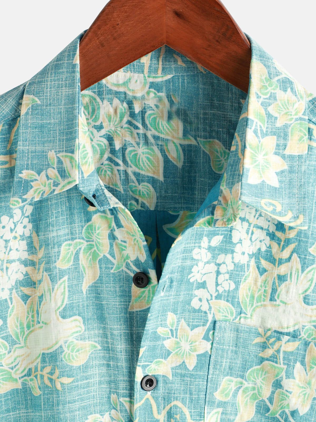 Camisa vintage Hawaiian Tropical floral estampado Pocket Beach Summer de manga corta Button para hombre