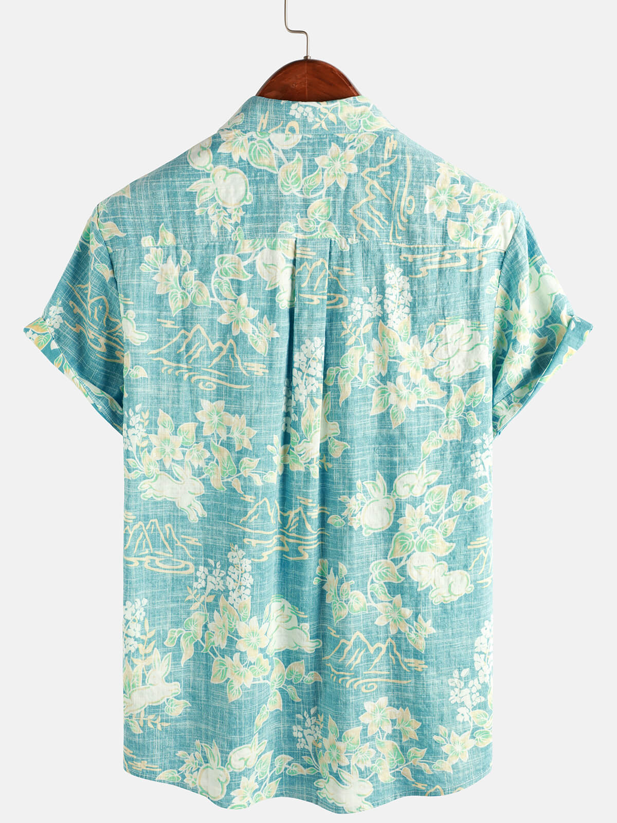 Camisa vintage Hawaiian Tropical floral estampado Pocket Beach Summer de manga corta Button para hombre