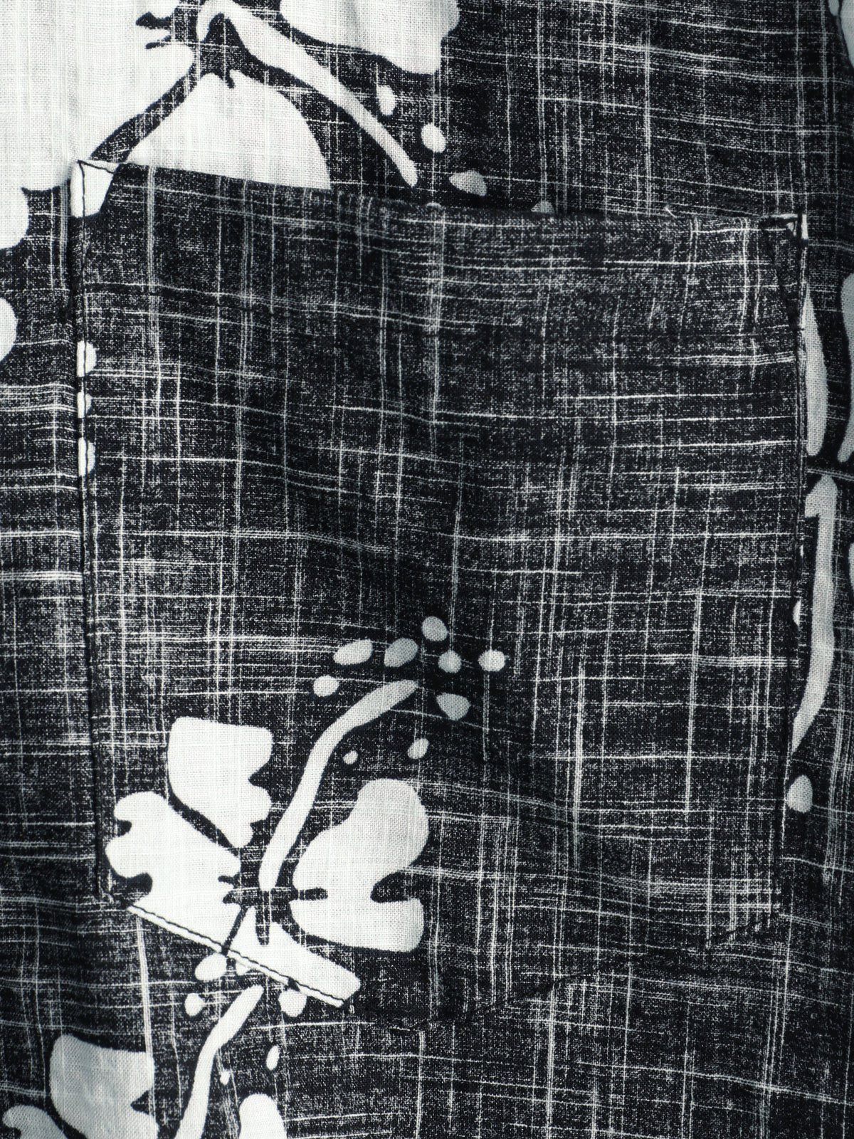 Camisa Black floral vintage de manga corta Button Up Beach Tropical Hawaiian para hombre