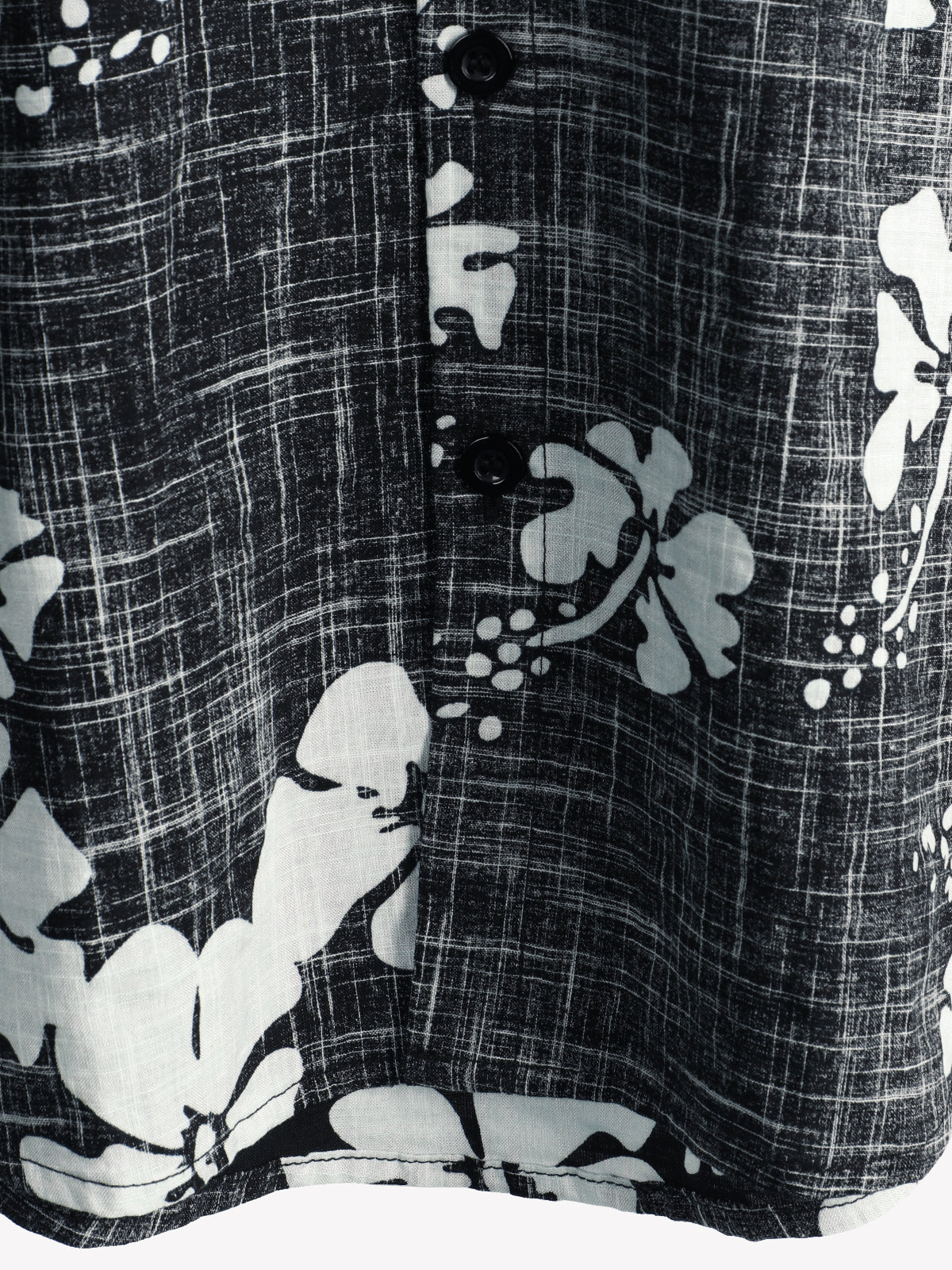 Camisa Black floral vintage de manga corta Button Up Beach Tropical Hawaiian para hombre
