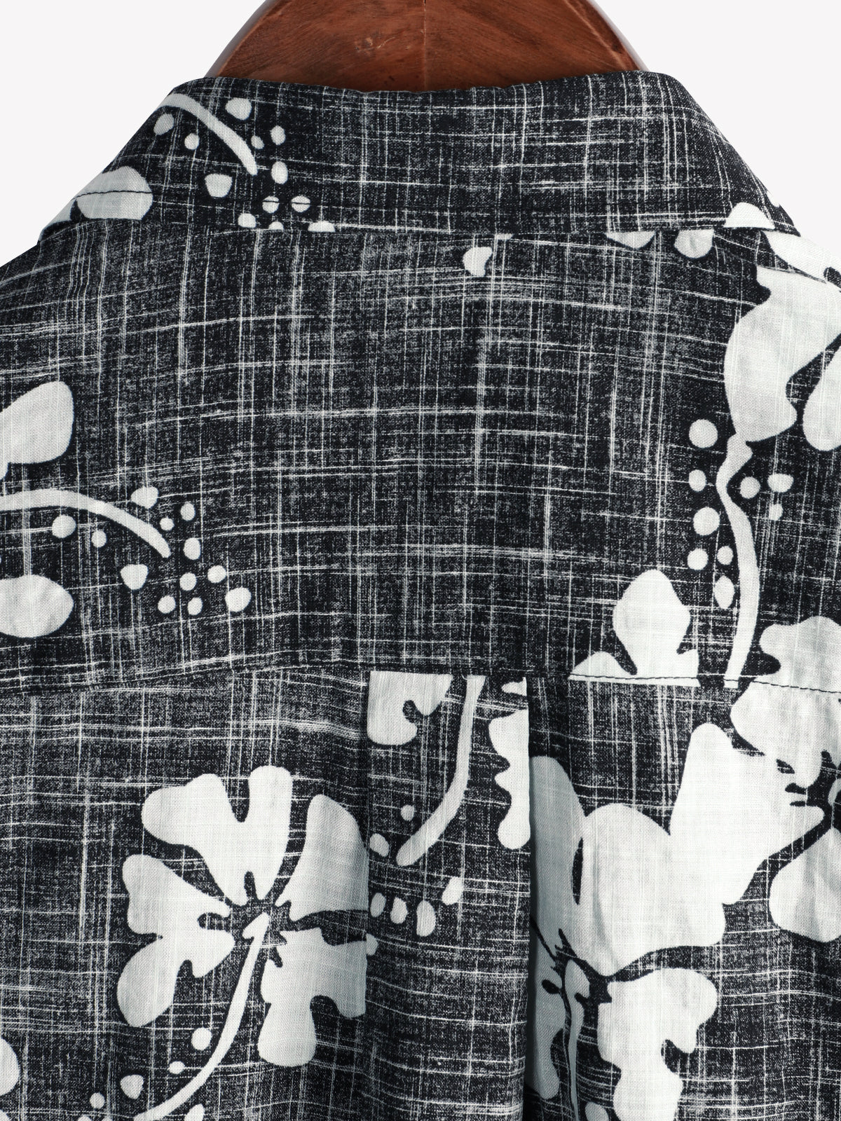 Camisa Black floral vintage de manga corta Button Up Beach Tropical Hawaiian para hombre