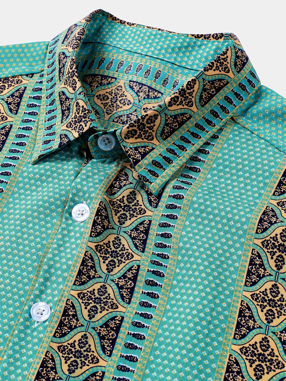 Camisa retro Cool Lightweight floral rayas con botones de manga corta transpirable Summer para hombre