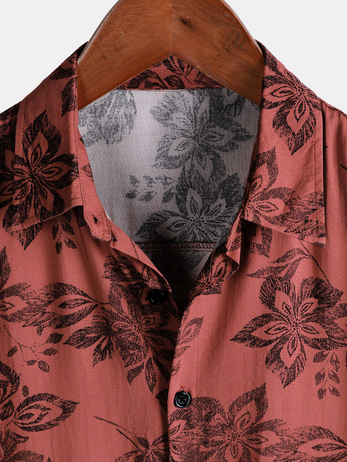 Camisa retro floral casual Vacation Button Up de manga corta para hombre