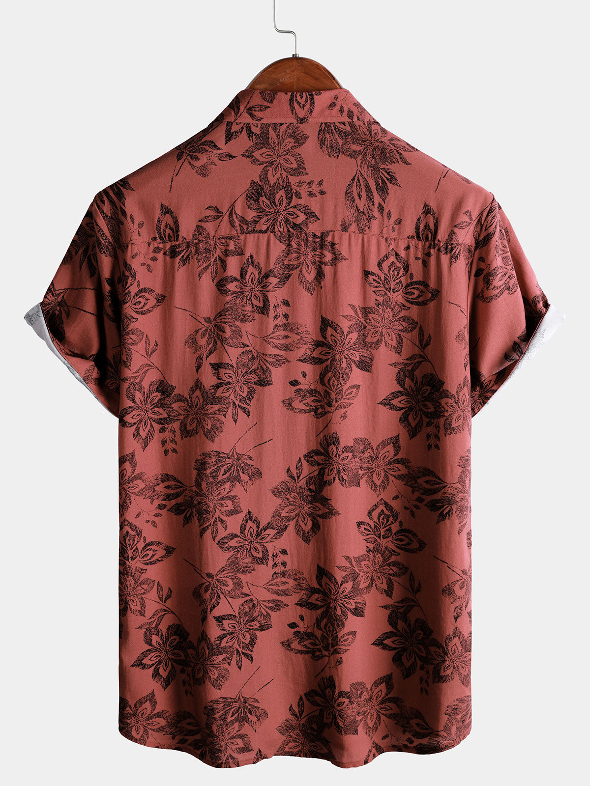 Camisa retro floral casual Vacation Button Up de manga corta para hombre