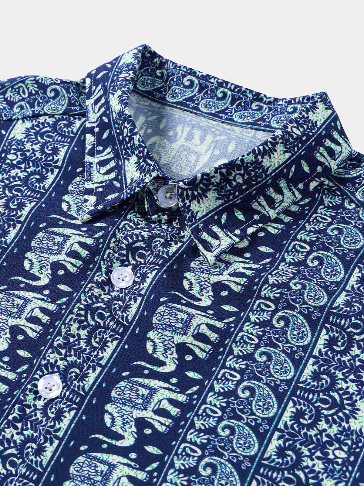 Camisa retro Lightweight transpirable Elephant estampado de manga corta Cool casual Summer para hombre