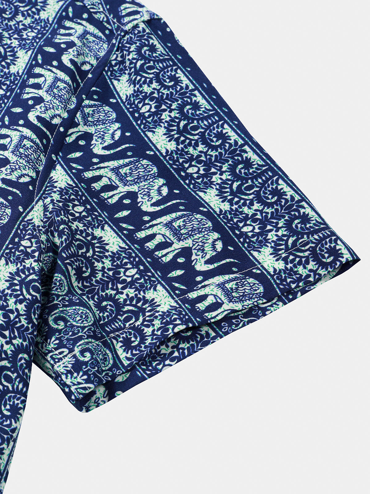 Camisa retro Lightweight transpirable Elephant estampado de manga corta Cool casual Summer para hombre