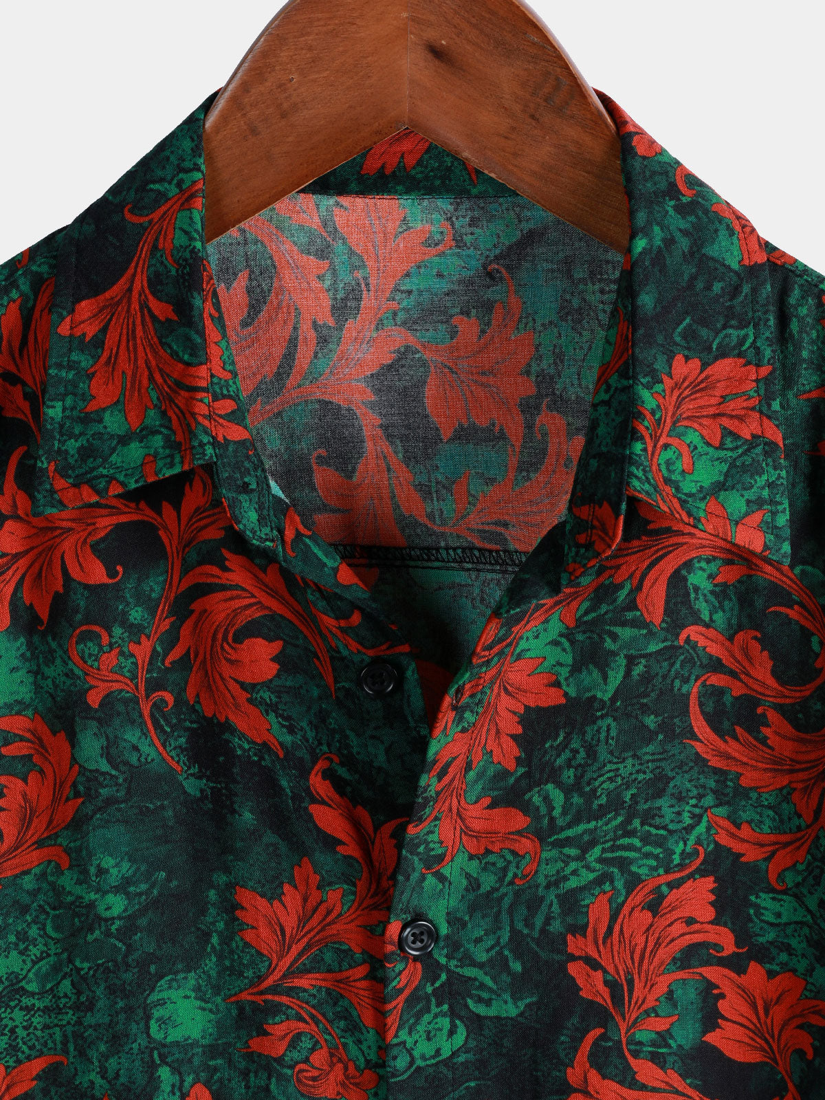 Camisa retro floral estampado de manga corta Button Up para hombre