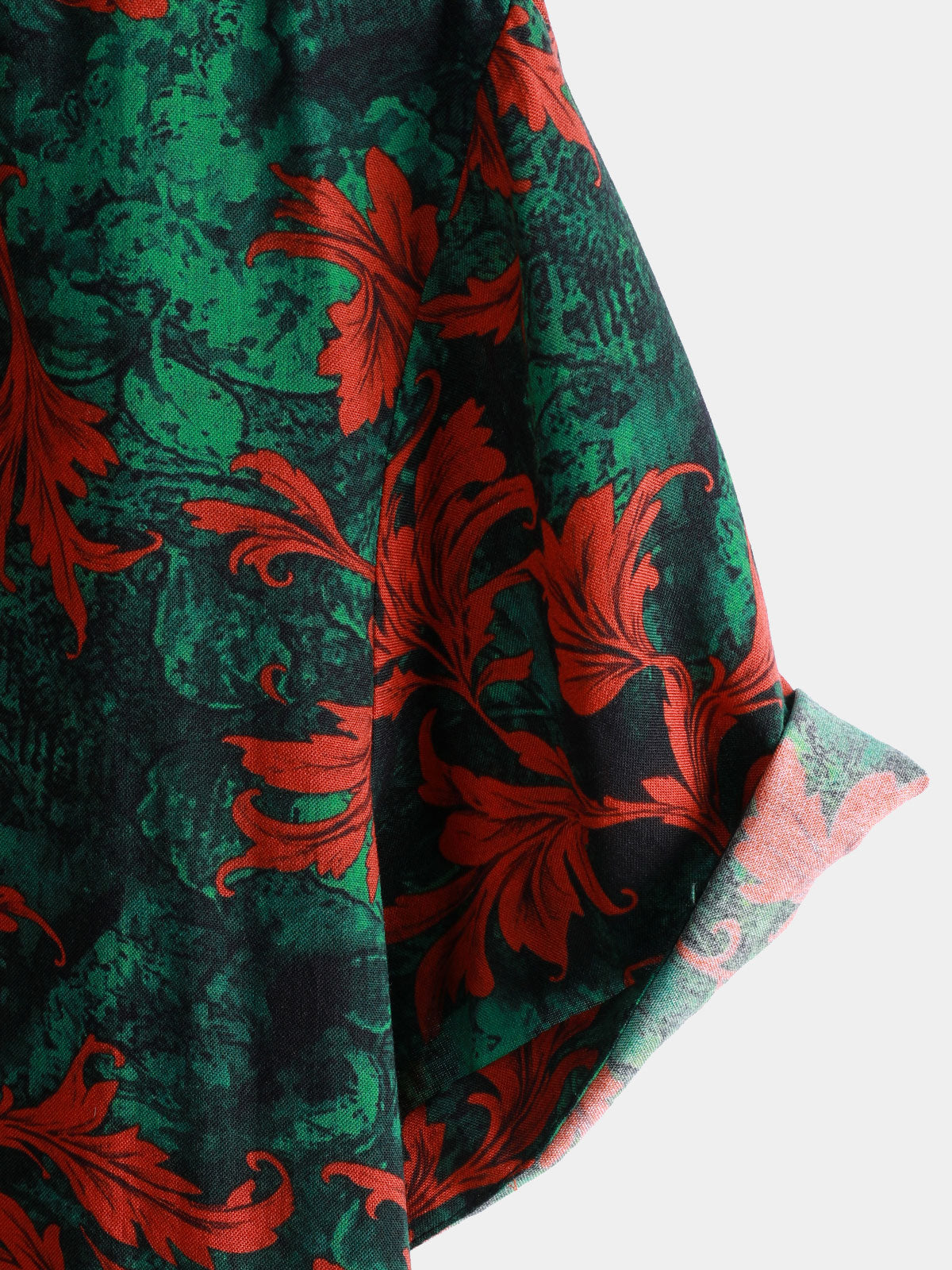 Camisa retro floral estampado de manga corta Button Up para hombre