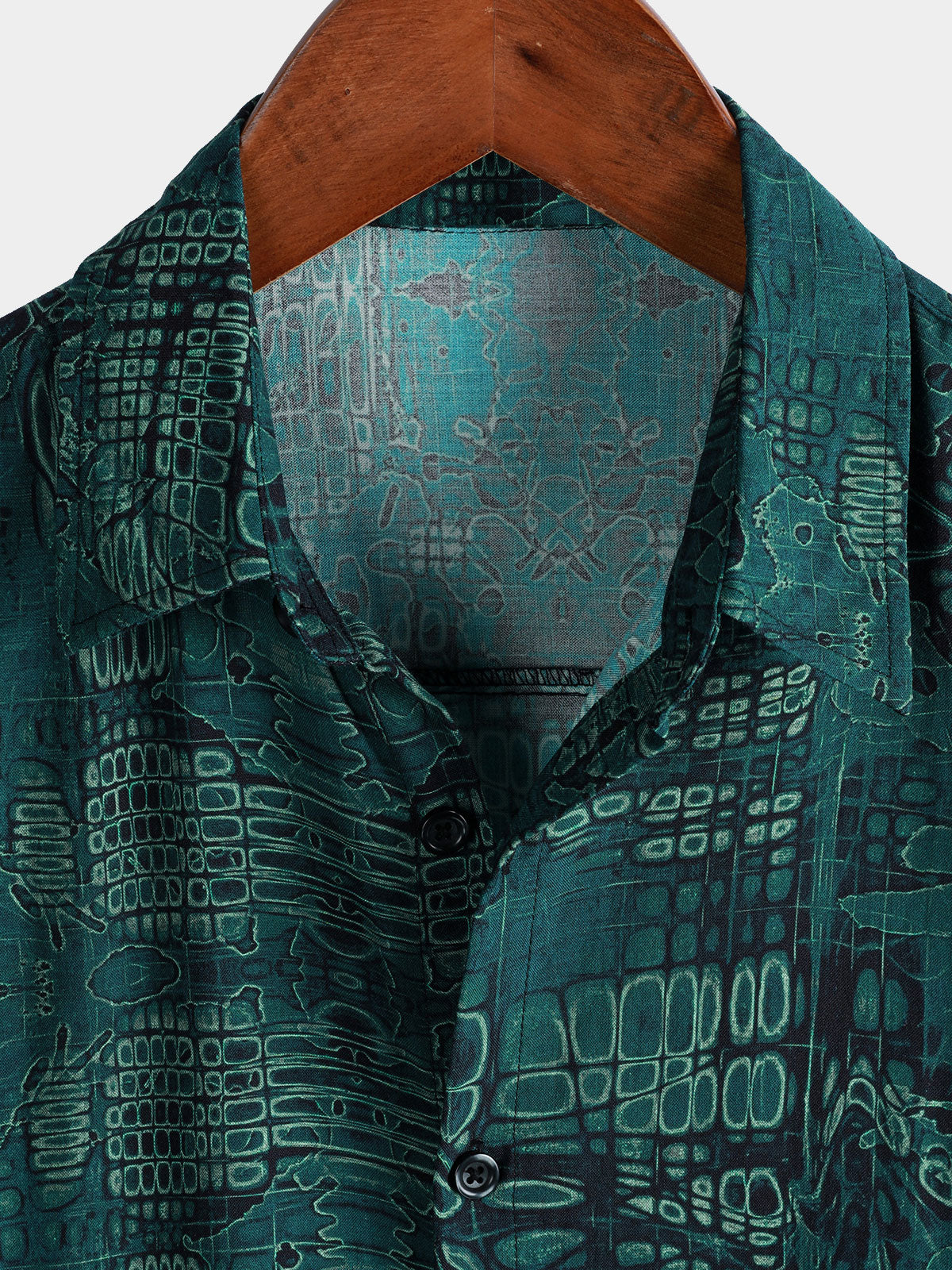 Camisa Green vintage casual de manga corta para hombre