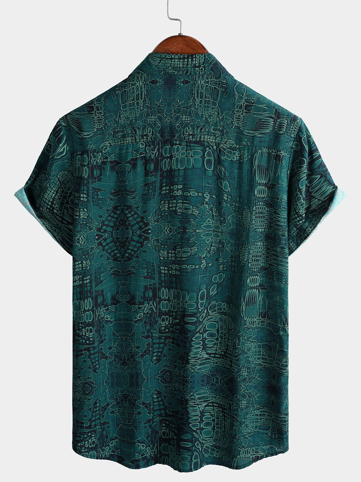 Camisa Green vintage casual de manga corta para hombre