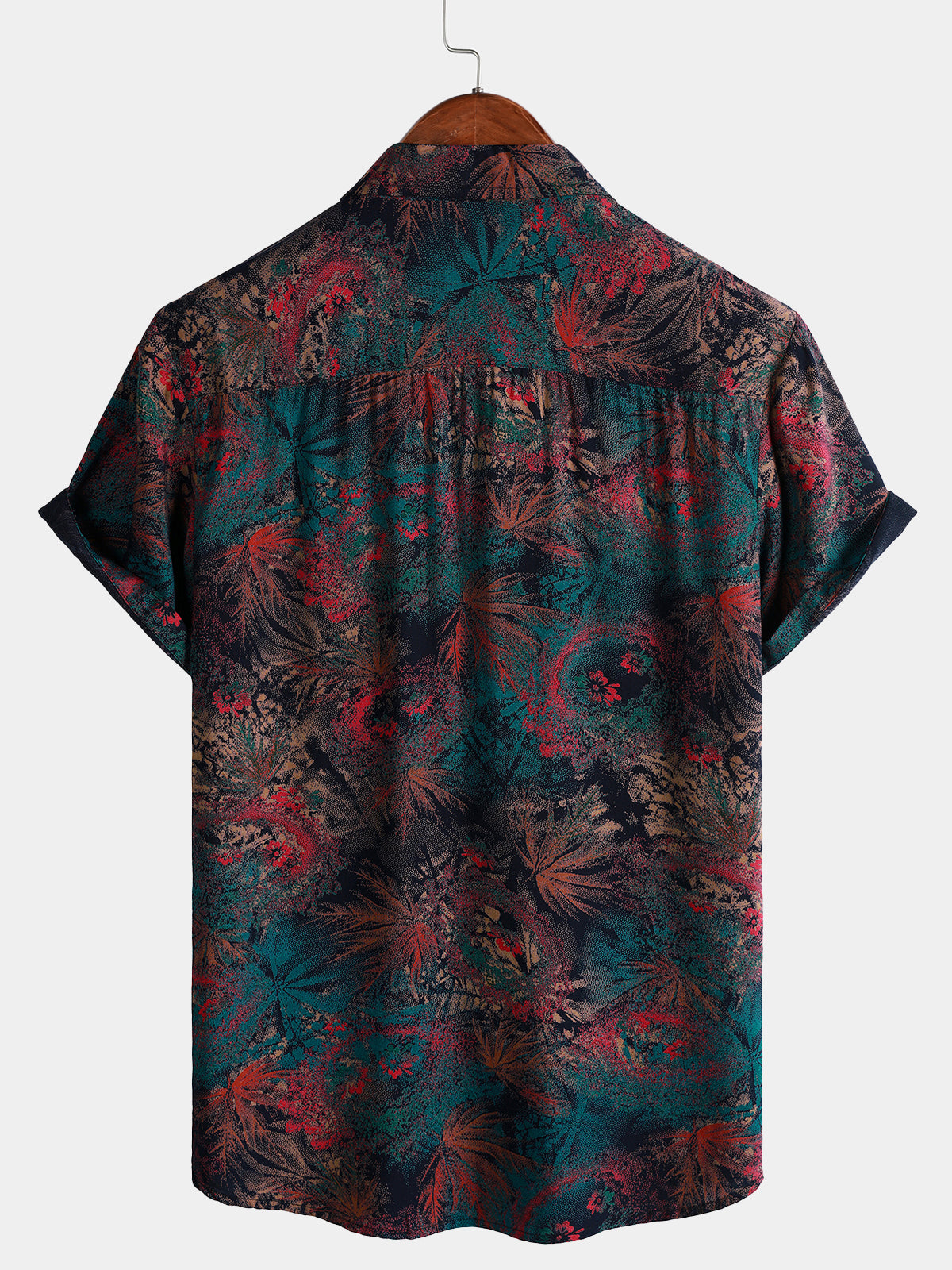 Camisa retro Abstract Tropical Palm de manga corta Summer para hombre