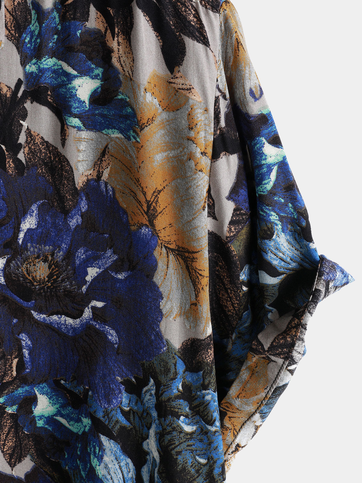 Camisa vintage floral estampado de manga corta Button Up para hombre