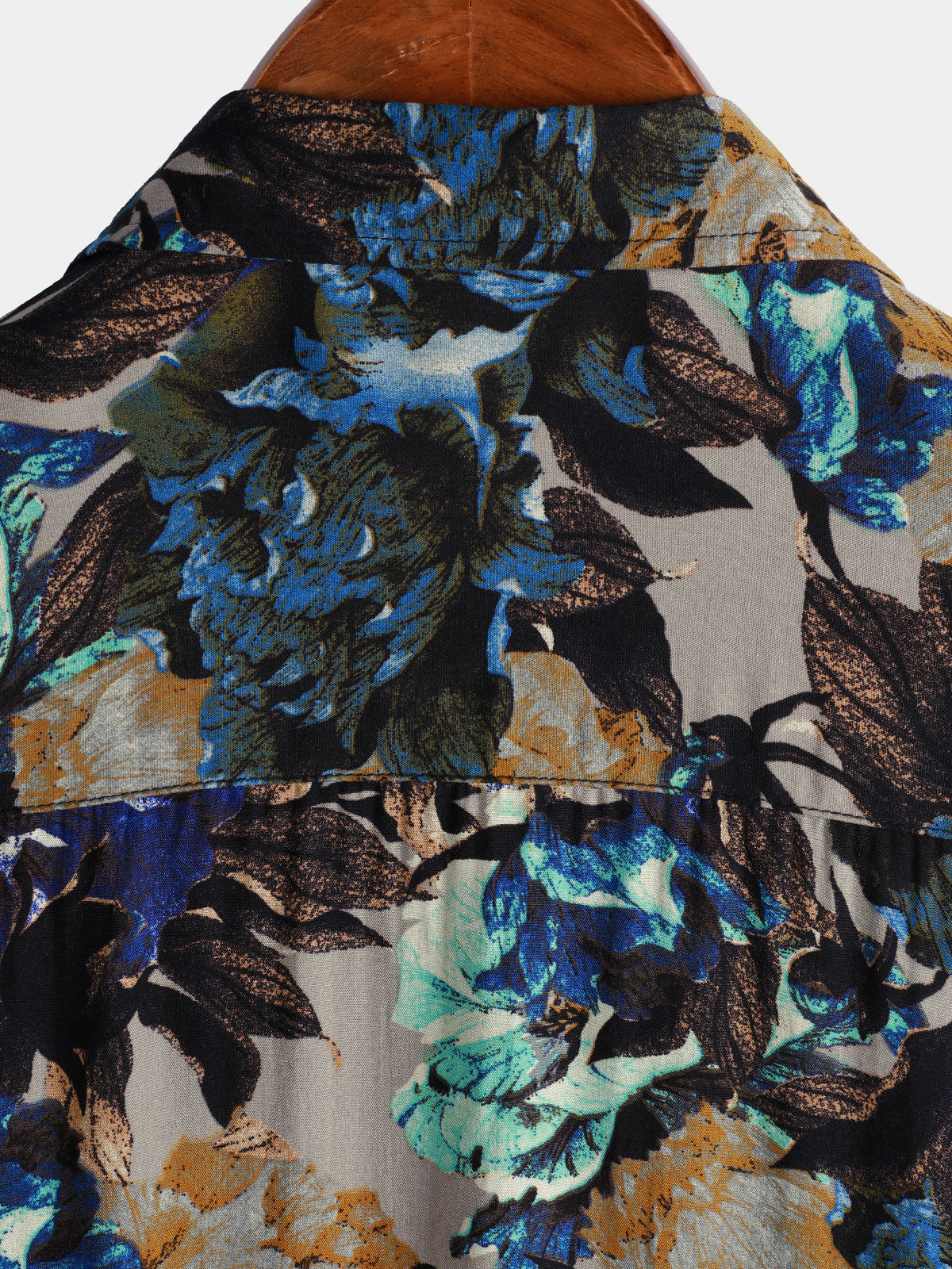 Camisa vintage floral estampado de manga corta Button Up para hombre